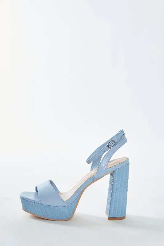 Glamorous Blue Open Toe Platform Heels