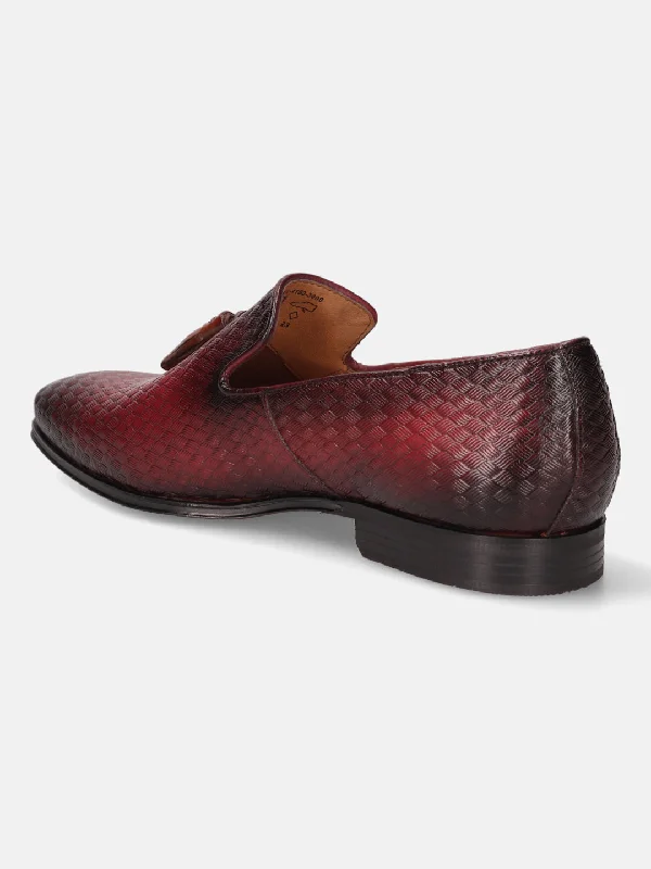 bugatti Red Premium Leather Formal Slip-Ons