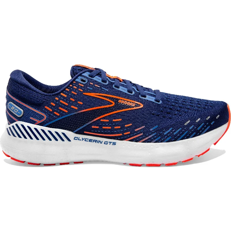 Men's Brooks Glycerin GTS 20, Blue Depths/Palace Blue/Orange, 8 D Medium