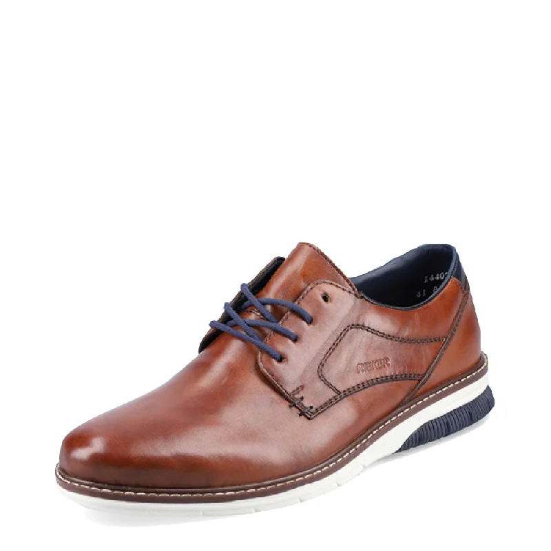 Rieker Men's 02 Plain Toe Leather Oxford in Peanut Brown