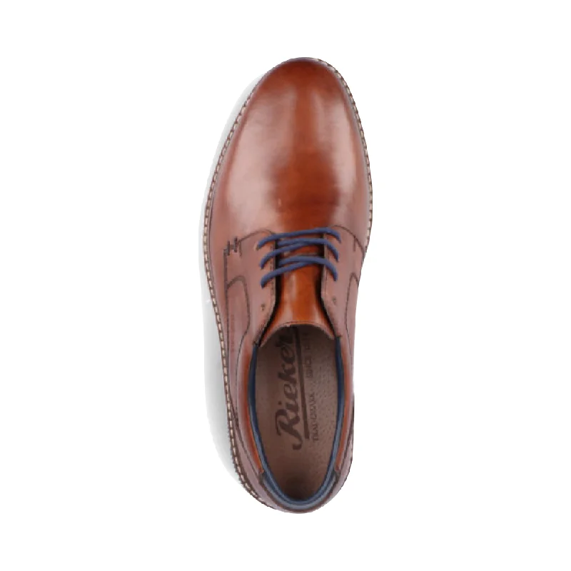 Rieker Men's 02 Plain Toe Leather Oxford in Peanut Brown