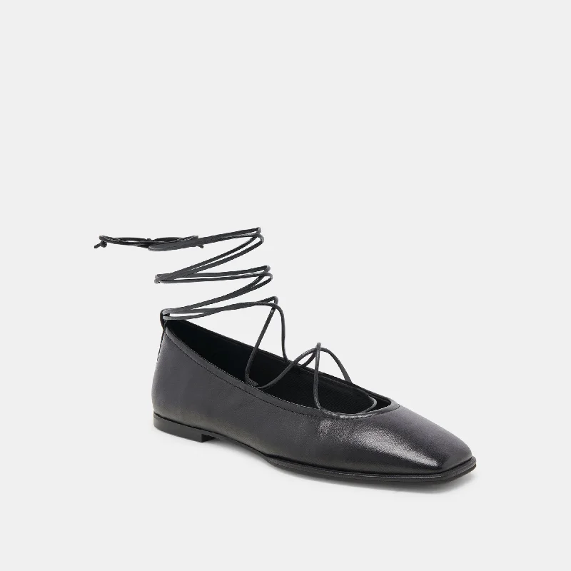 RYDER BALLET FLATS BLACK LEATHER