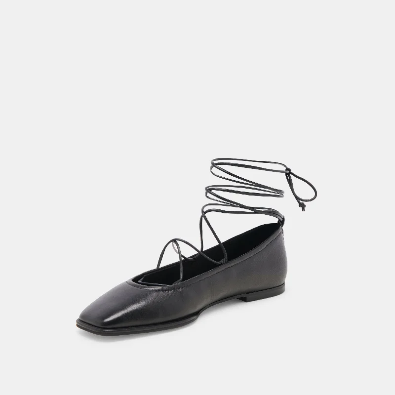 RYDER BALLET FLATS BLACK LEATHER