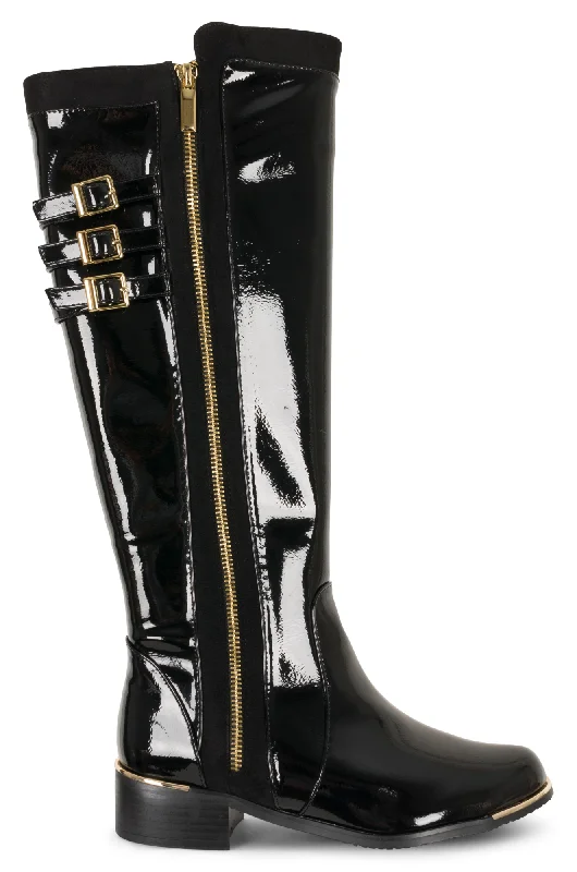 Faux Patent Leather Tall Boot | BLACK | MONIQUE ZZ