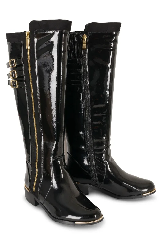 Faux Patent Leather Tall Boot | BLACK | MONIQUE ZZ