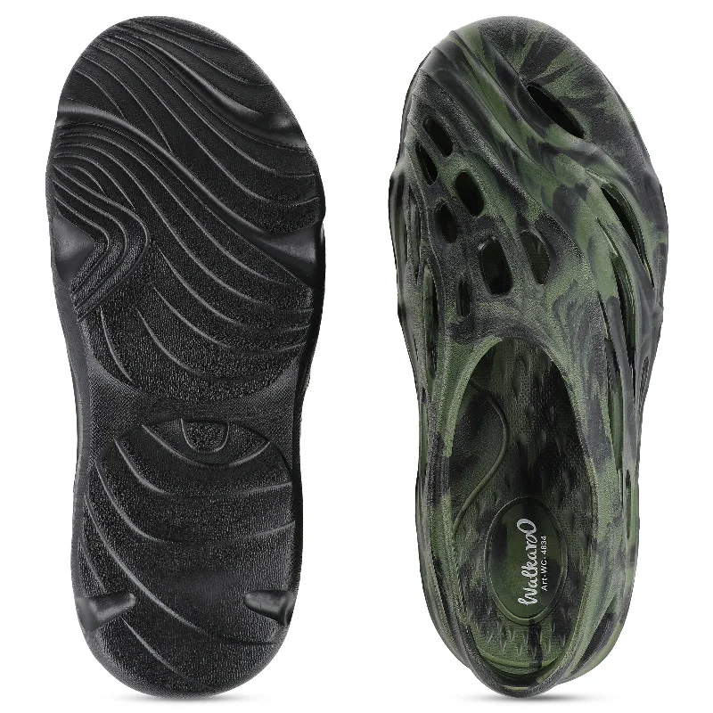 Walkaroo Mens Clogs  - WC4834 Black green