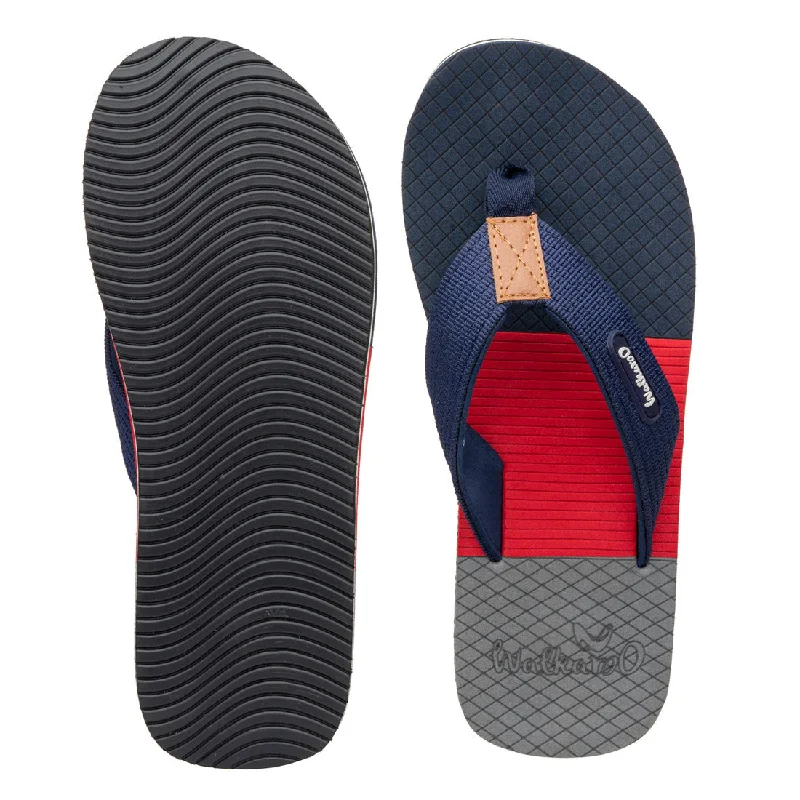 Walkaroo Men Printed Thong Flip Flop  - WC4225 Navy Blue Red