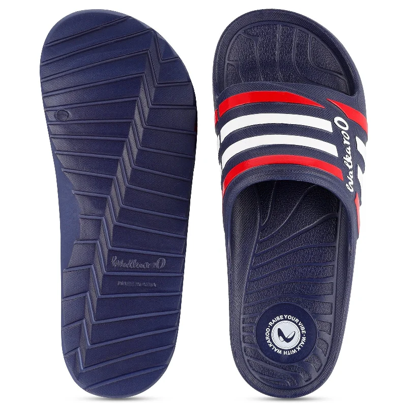 Walkaroo Mens Flip Flop Sliders  - WC4835 Navy Blue