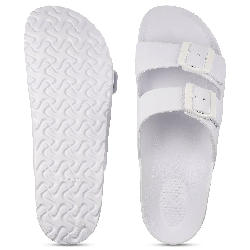 Walkaroo Men Slip On Slide Sandals  - WC4808 White