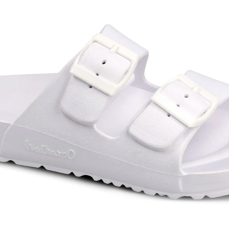 Walkaroo Men Slip On Slide Sandals  - WC4808 White