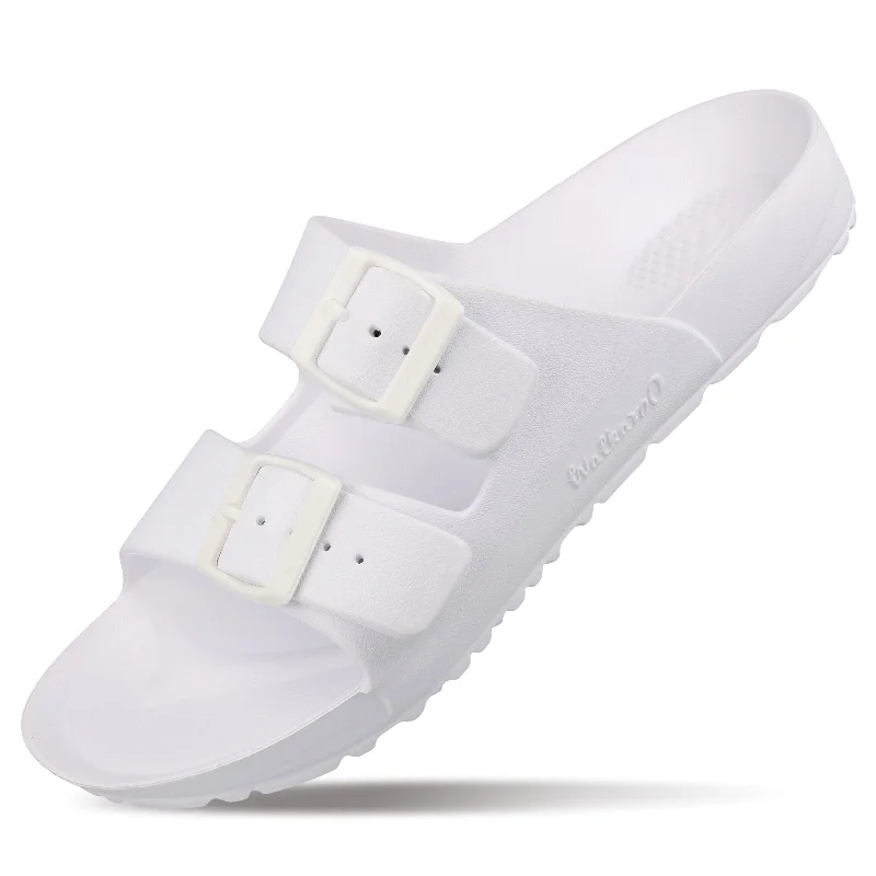 Walkaroo Men Slip On Slide Sandals  - WC4808 White