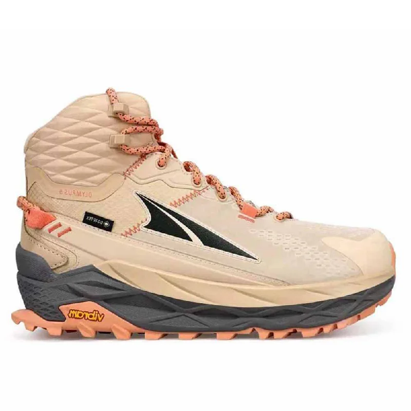 Women's Altra Olympus 5 Mid GTX, Sand, 7 B Medium