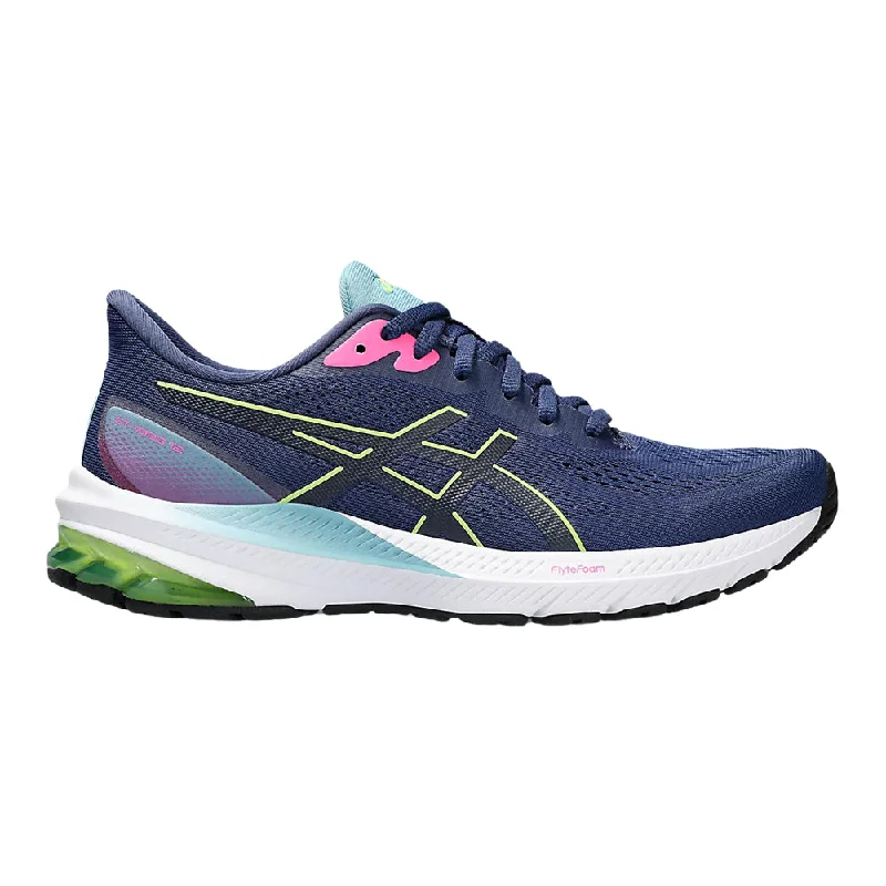 Women's Asics GT-1000 12, Deep Ocean/Lime Green, 6 B Medium