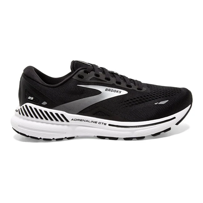 Women's Brooks Adrenaline GTS 23, Black/White/Silver, 13 D Wide