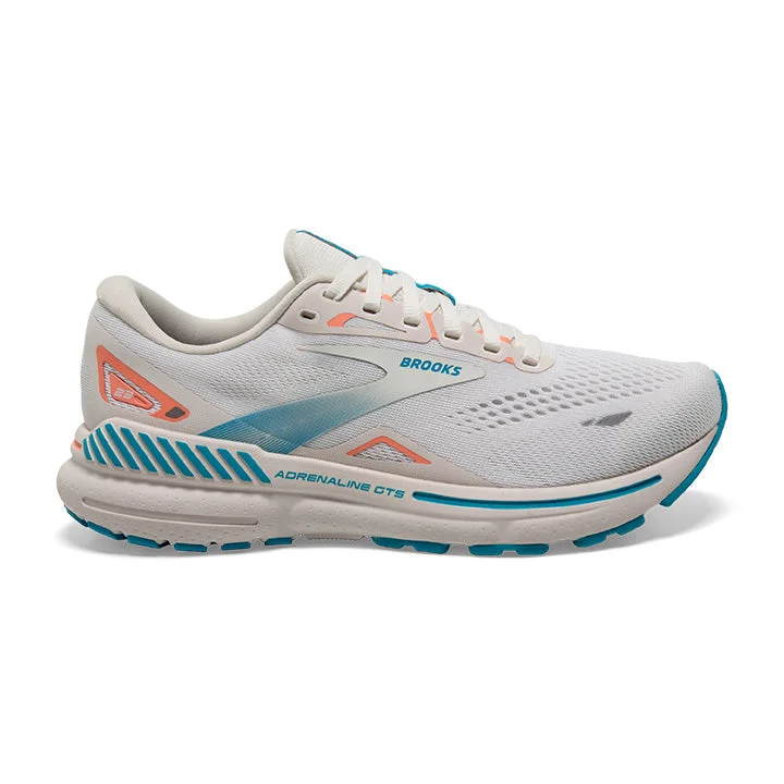 Women's Brooks Adrenaline GTS 23, Coconut/Papaya/Blue, 7.5 B Medium