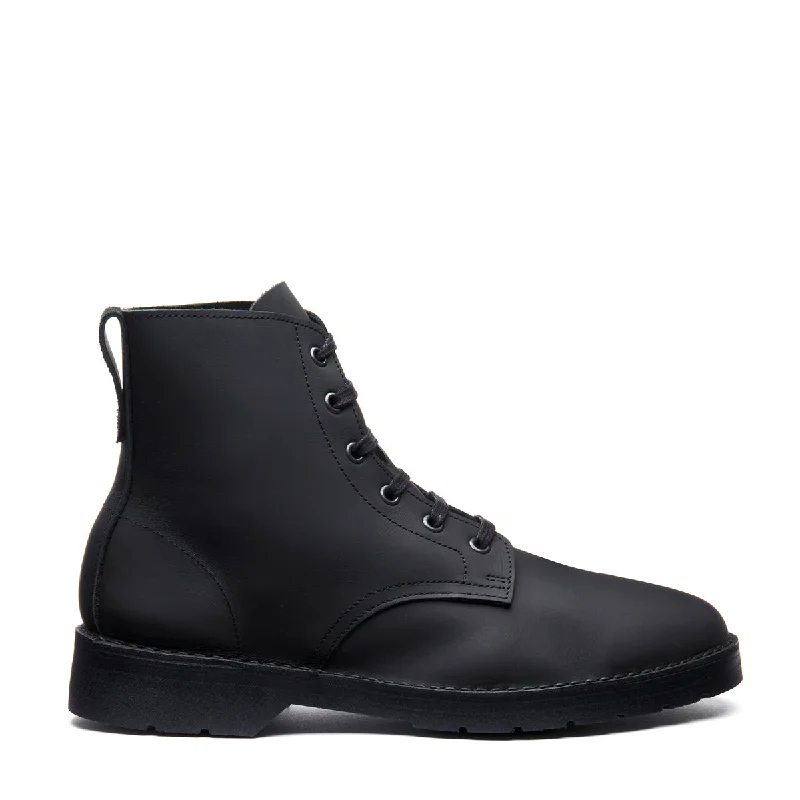 Black Waxy 6 Eye Derby Boot