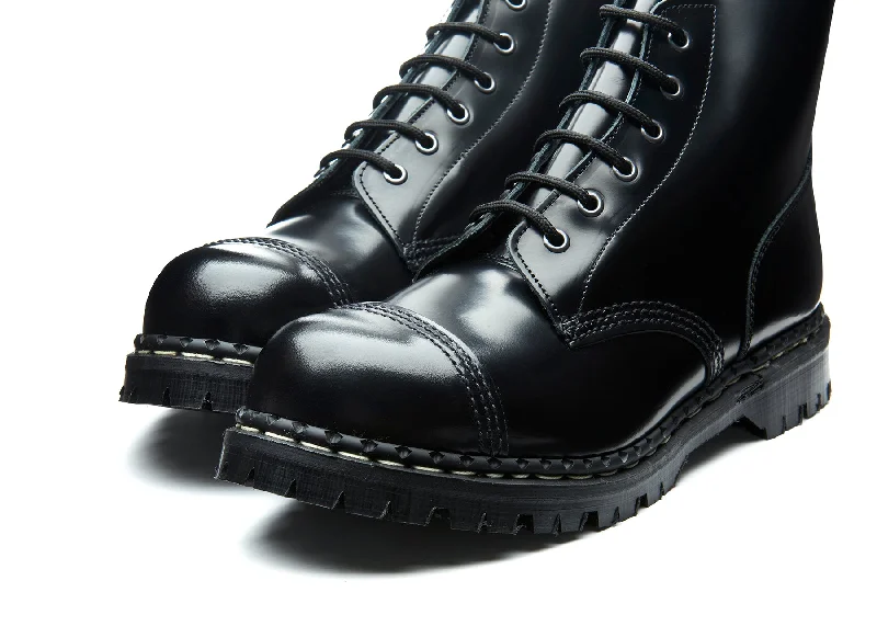 Black Hi-Shine 6 Eye Steel Toe Capped Derby Boot