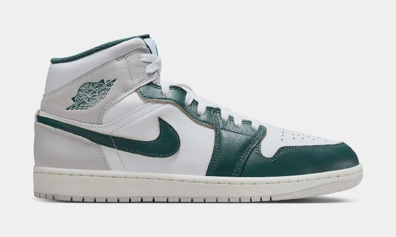 Air Jordan 1 Mid SE Mens Basketball Shoes (White/Oxidized Green/Sail)