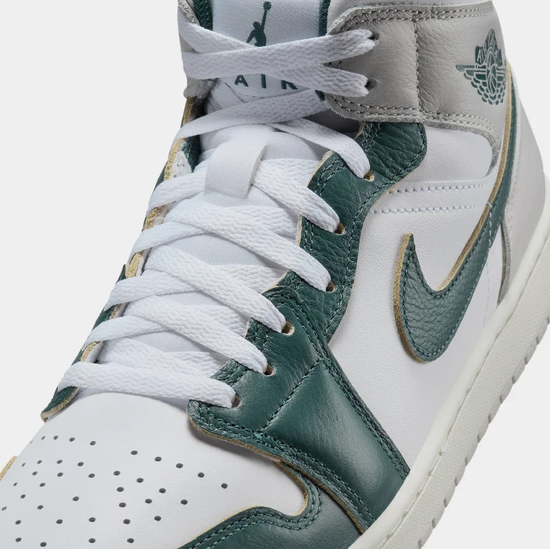 Air Jordan 1 Mid SE Mens Basketball Shoes (White/Oxidized Green/Sail)