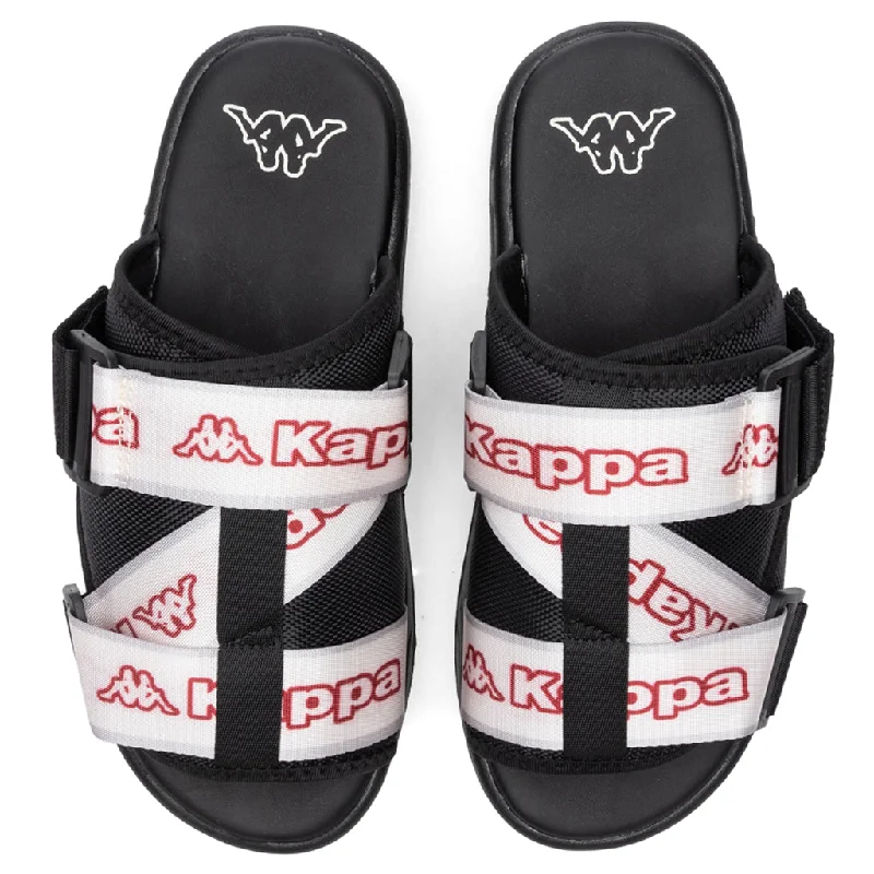 Logo Tape Kalpi Sandals - Black/Light Pink