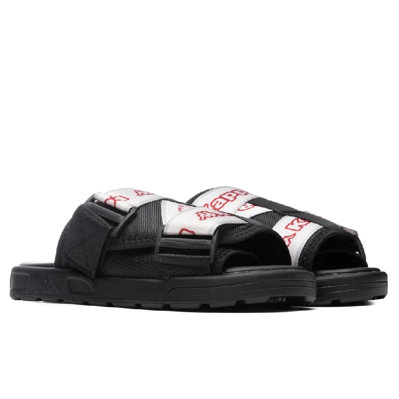 Logo Tape Kalpi Sandals - Black/Light Pink