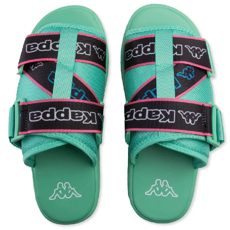 Logo Tape Kalpi Sandals - Light Green/White