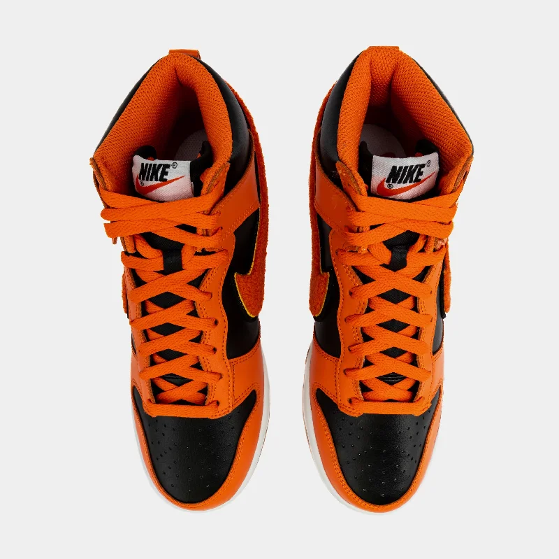 Dunk High Chenille Swoosh Safety Orange Mens Basketball Shoes (Safety Orange/Black)