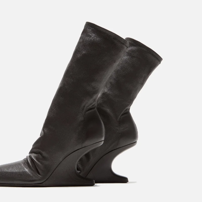 Rick Owens WMNS Cantilever 8 Wedge Ankle Boot - Dark Dust Stivali in Pelle