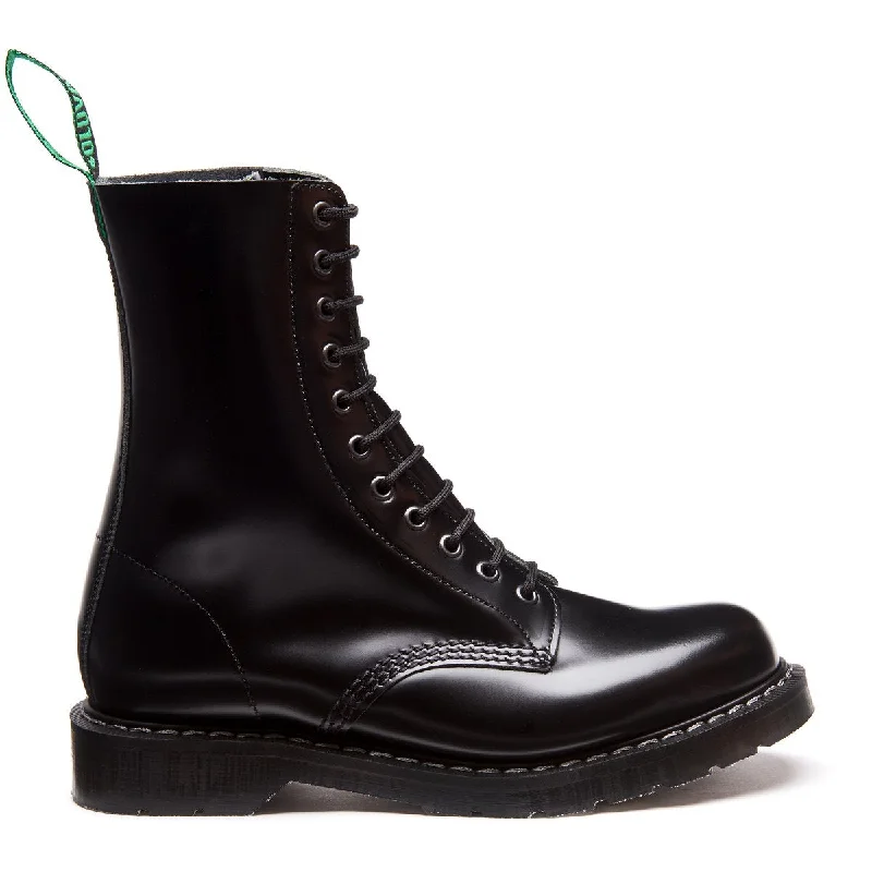 Black Hi-Shine 11 Eye Derby Boot