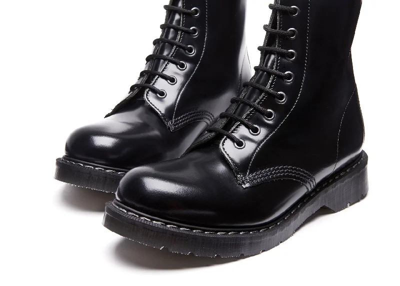 Black Hi-Shine 11 Eye Derby Boot