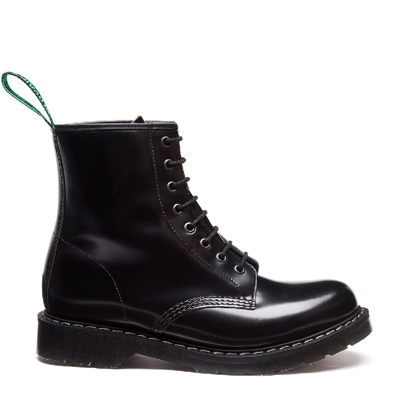 Black Hi-Shine 8 Eye Derby Boot