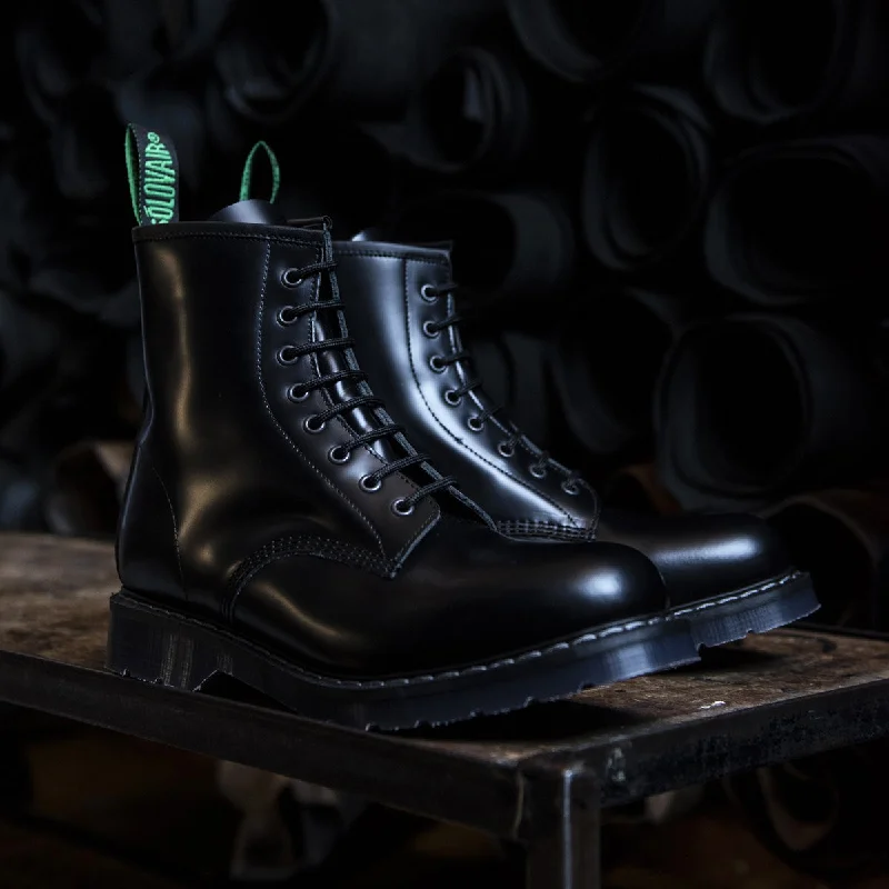 Black Hi-Shine 8 Eye Derby Boot