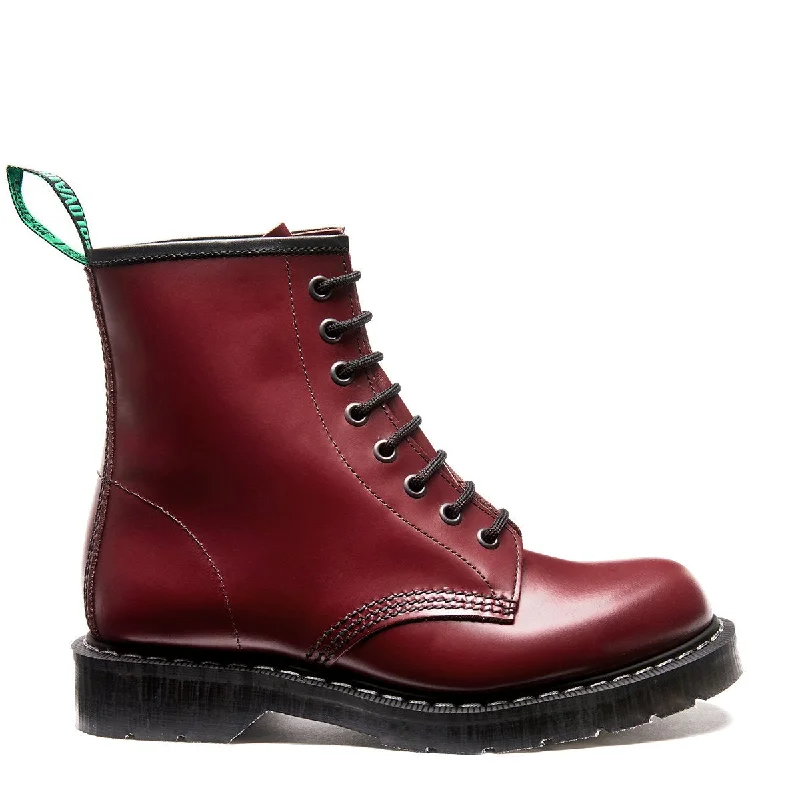 Cherry Red Hi-Shine 8 Eye Derby Boot