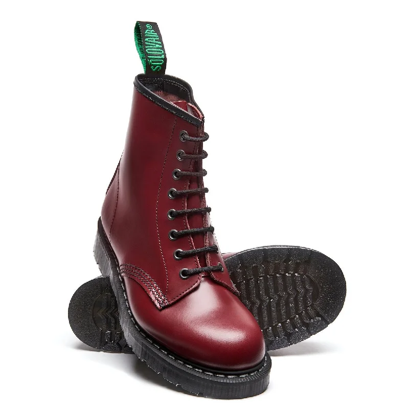 Cherry Red Hi-Shine 8 Eye Derby Boot