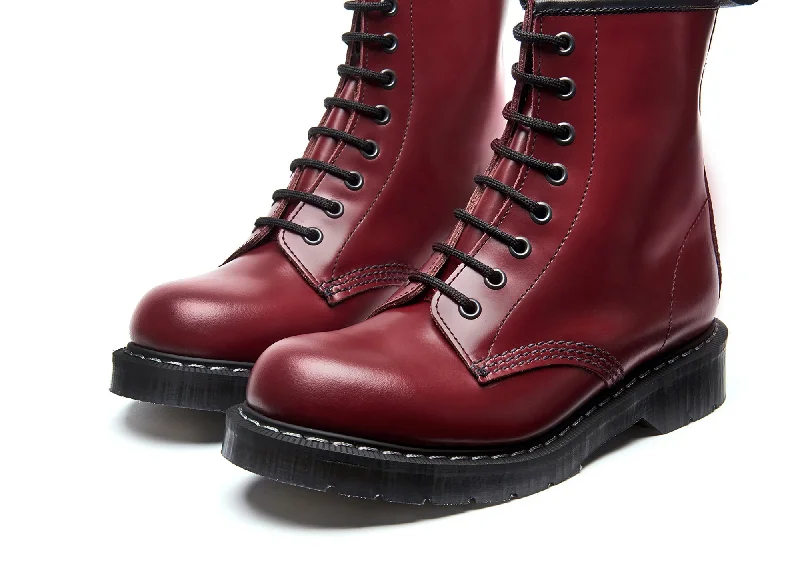 Cherry Red Hi-Shine 8 Eye Derby Boot