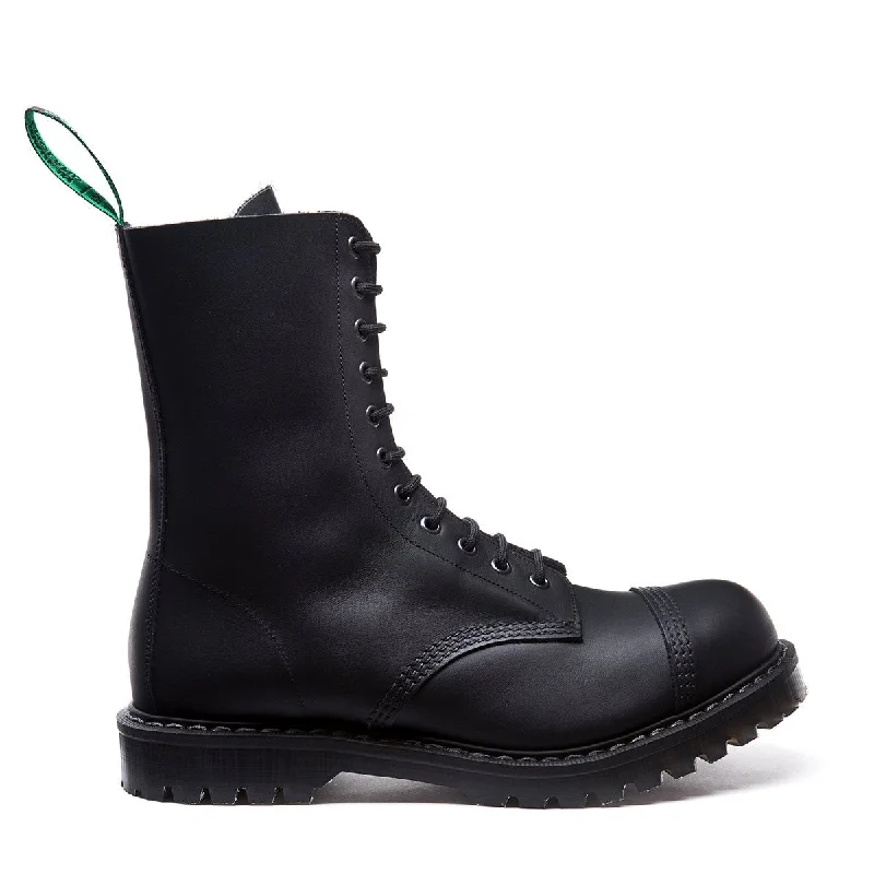 Black Greasy 11 Eye Steel Toe Derby Boot