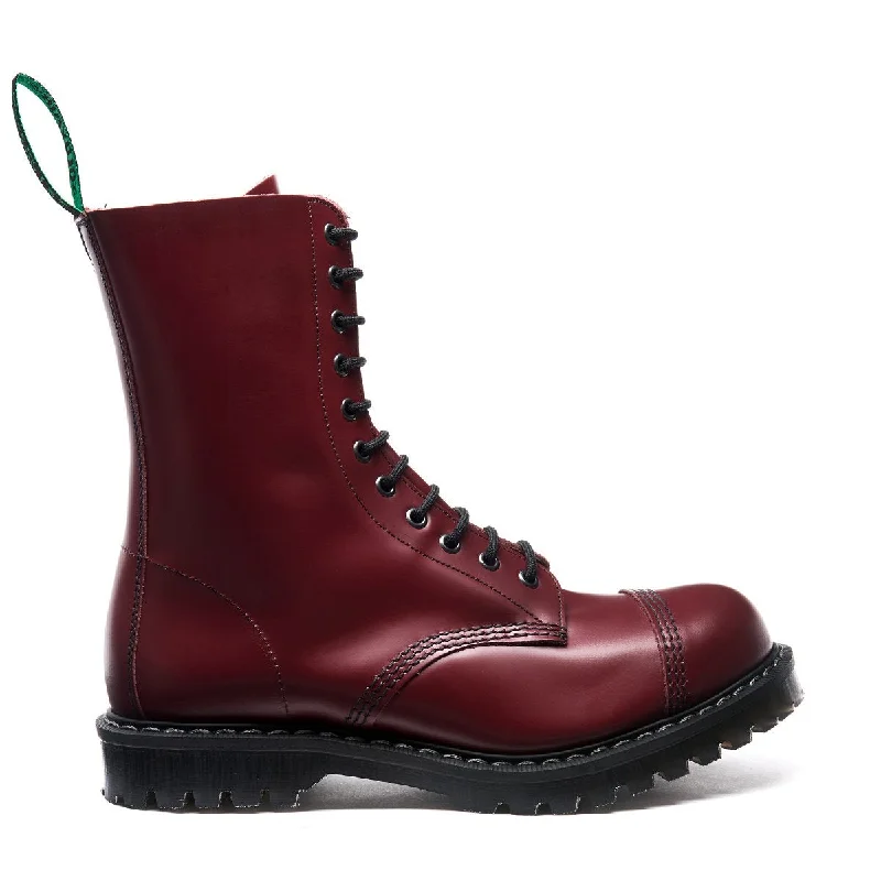 Cherry Red Hi-Shine 11 Eye Steel Toe Derby Boot