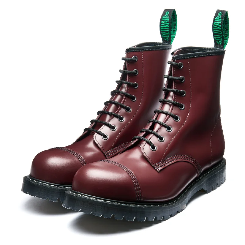 Cherry Red Hi-Shine 8 Eye Steel Toe Derby Boot